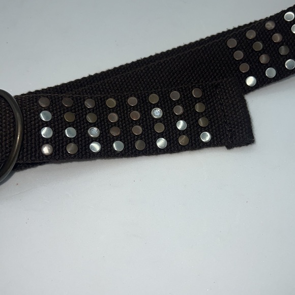 Brown studded belt size 14 cavnas brown D ring belt boho indie limited edition - Picture 4 of 10